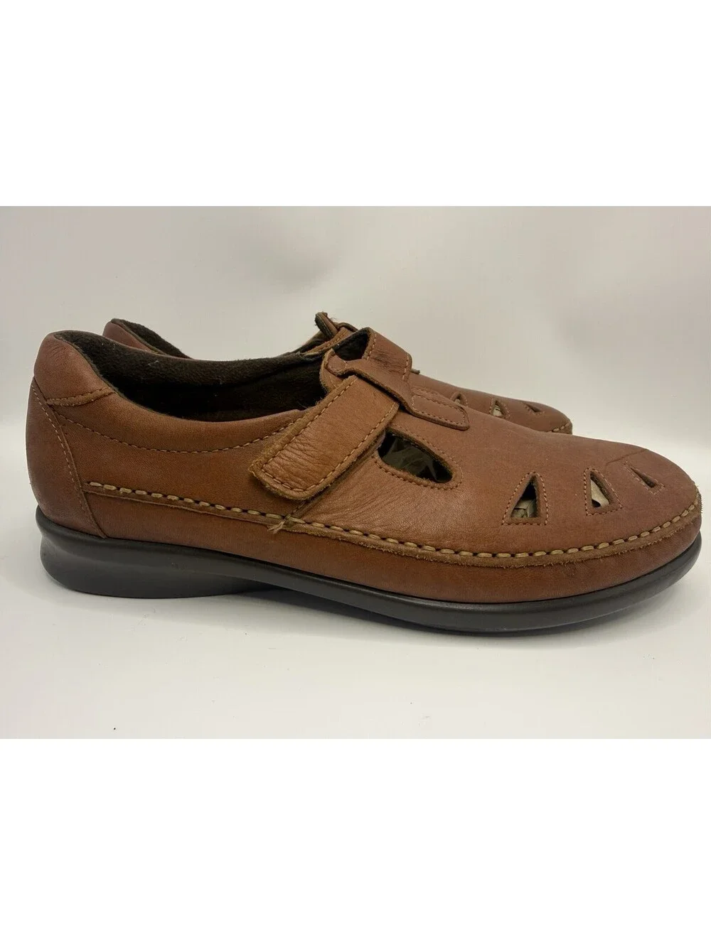 SAS Roamer Mary Jane Loafer Comfort Shoes Women Size 8 Brown Leather Slip On